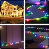 זול מופעל באמצעות USB-ממשק usb שחור גג גג קבוע, LED מחרוזת אורות נצח 49ft 50 לדים עם אפליקציית bluetooth עם בקר מפתח ir44 rgbic אור אינטליגנטי ip65 גג עמיד למים חג חג המולד בחוץ