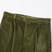 levne Volný-Pánské Oblekové Kalhoty Kalhoty pro volný čas Sametové kalhoty Přední kapsa Straight-Leg Bez vzoru Pohodlné Obchod Denní Dovolená Módní Elegantní &amp; moderní Vojenská zelená Fialová