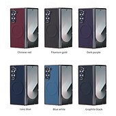 お買い得  サムスン用ケース-電話 ケース 用途 Zフォールド6 Z Fold 5 Z Fold 4 Z Fold 3 バックカバー スタンド付き 磁石バックル ワイヤレス充電をサポート レトロ風 カーボンファイバー 仕上げ