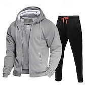 cheap Basic Tracksuits-Men's Tracksuit Sweatsuit Black Red Navy Blue Light Grey Dark Gray Hooded Color Block Drawstring 2 Piece Streetwear Cool Spring Fall Clothing Apparel Hoodies Sweatshirts