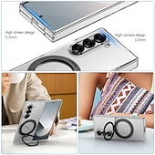 cheap Samsung Cases-Phone Case For Samsung Galaxy Z Fold 6 Back Cover with Stand Holder Transparent Support Wireless Charging PC