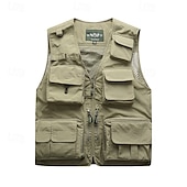 preiswerte Westen-Herren Weste für Wanderer Wander-Fleeceweste Ärmellos Weste Außen Atmungsaktiv Komfortabel Tasche Polyester Dunkelgrau Schwarz Gelb Jagd Angeln Klettern
