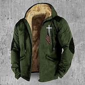 preiswerte Fleece-Sweatshirts-Herren Sweatjacke Kapuzenshirt mit durchgehendem Reißverschluss Fuzzy-Sherpa Fleecejacke Fleece-Hoodie Schwarz Armeegrün Blau Braun Khaki Mit Kapuze Graphic Reißverschluss Zip Tasche Sport &amp; Natur
