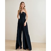 preiswerte Partykleid-Jumpsuits Party Kleider Party Kleid Formelles Bodenlang Ärmellos Strapless Chiffon mit Schlitz