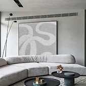 preiswerte Stillleben-Gemälde-handgemaltes weiß-graues Strukturgemälde übergroßes 3D-handgefertigtes abstraktes geometrisches Wandkunstgemälde großes minimalistisches grau-weißes Strukturgemälde für