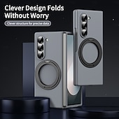 baratos Capa Samsung-telefone Capinha Para Dobra Z 7 Dobra Z 6 Z Fold 5 Z Fold 4 Z Fold 3 Capa traseira Com Suporte e protetor de tela Magnética Retro PC Metal