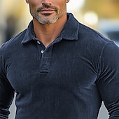 abordables Polo clásico para hombre-Hombre Camisa de Pana Casual Deportes Diseño Manga Larga Moda Básico Bloque de color Retazos Botón Primavera Otoño invierno Ajuste regular Ejército verde Té Azul marinero Gris Camisa de Pana