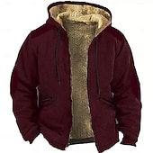 お買い得  フリースパーカー-男性用 フルジップパーカー ジップアップフーディー ファジーシェルパ フリースの上着 フリースパーカー ブラック ワイン ブルー ブラウン ダックグレー フード付き 平織り ジッパーを閉める ジッパー ポケット スポーツ 日常 週末 ポリエステル ヴィンテージ クール カジュアル 秋冬 衣類 パーカー トレーナー 長袖 ルーズフィット
