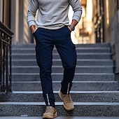 cheap Cargo Pants-Men&#039;s Cargo Pants Trousers Casual Pants Zipper Pocket Plain Comfort Breathable Full Length Casual Daily Holiday Fashion Streetwear Black White Micro-elastic