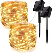 cheap Solar String Lights-Elegant Wedding Reception Party 2 Pcs Christmas Outdoor Solar Copper Wire Light String Holiday Wedding New Year Courtyard Fence Steps Atmosphere Decoration Light String