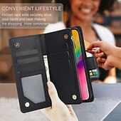 levne Pouzdra pro iPhone-telefon Carcasă Pro iPhone 16 Pro Max Plus iPhone 15 Pro Max Plus iPhone 14 13 12 11 Pro Max Plus Mini iPhone 14 Pro Max iPhone 13 12 11 Pro Max Zadní kryt se stojánkem Zip s Lanyardem Retro TPU PU