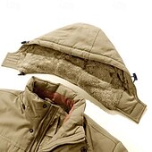 billiga Herrjackor och -rockar-Herr Utomhusjacka Fleece-jacka Sport &amp; Utomhus Håller värmen Fleecefoder Avtagbar huva Vinter Höst Aktiv Sport Normal Svart Marinblå Kaki Armégrön Jacka