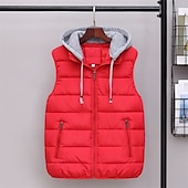 preiswerte Herren Steppweste-Herren Puffer Weste Kapuzenweste Gepolstert Weste Steppweste Täglich Verabredung Urlaub Modisch Brautkleider schlicht Herbst Winter Tasche Polyester warm halten Komfortabel Feste Farbe Reisverschluss