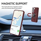 levne Pouzdra pro Samsung-telefon Carcasă Pro S23 Ultra Plus S23 S22 S22 Plus Ultra S21 FE S21 S21 Ultra Plus A54 A34 A14 S20 Plus S20 Ultra Zadní kryt Držák na prsteny Nárazuvzdorné Retro TPU PU kůže