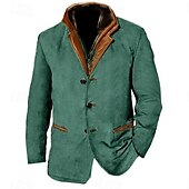economico Giubbotti e cappotti da uomo-Per uomo Giacca di velluto a coste Antivento Giornaliero Da mare Tenere al caldo Colletto in pile Nessuna fodera in pile Autunno inverno Liscio Di tendenza Streetwear Bavero Standard Blu Cachi Verde