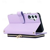 cheap Samsung Cases-Phone Case For S24 Ultra S24 Plus S24 S24 FE S23 S22 S21 S20 Ultra Plus FE A55 A35 A25 A15 5G A54 A34 A14 A73 A53 A33 A23 A13 A72 A52 A32 A22 A12 A51 Flip Cover with Stand Holder Zipper with Wrist