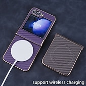halpa Samsung-kotelot-puhelin Etui Käyttötarkoitus Z-kääntö 7 Z Flip 6 Z Flip 5 Z Flip 4 Z Flip 3 Takakuori Magneetti Tukee langatonta latausta Iskunkestävä Retro Hiilikuitu Pinnoitus