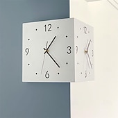 お買い得  アクセントウォール-壁掛け時計 両面コーナー壁掛け時計 電池式壁掛け時計 3D サイレント時計 壁装飾ステッカー カチカチ音がしない ライト付き