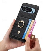 זול תיק טלפון אחר-טלפון מגן עבור Pixel 9 Pro Pixel 9 Pro XL Pixel 8 Pro Pixel 8 פיקסל 9 Pixel 7 Pixel 7 Pro Pixel 6 Pixel 6 Pro כיסוי אחורי מחזיק טבעת חריץ לכרטיס עמיד בזעזועים רטרו TPU עור PU