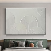 abordables Peintures Abstraites-peinture sur toile texturée en arc peinte à la main art mural minimaliste en toile blanche art mural moderne texturé toile arc-en-ciel minimaliste cadre de décoration pour la maison prêt à accrocher