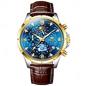 voordelige Quartz-horloges-olevs 9807 herenhorloge modetrend multifunctioneel origineel sterrenhemel waterdicht maanfase horloge luxe merk heren quartzhorloge