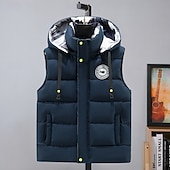 preiswerte Herren Steppweste-Herren Puffer Weste Kapuzenweste Gepolstert Weste Steppweste Täglich Verabredung Urlaub Modisch Brautkleider schlicht Herbst Winter Tasche Polyester warm halten Komfortabel Graphic Reisverschluss Mit