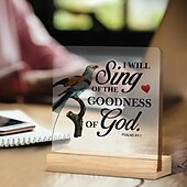 cheap Gifts-Acrylic Plaque with Wooden Base, Christian Inspirational Gift, Kindness Desk Decoration Featuring Scripture Quotes with Bird Design, Perfect for Home or Office Décor