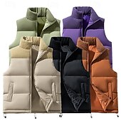 tanie Kamizelki-Męskie Kamizelka Rozdymkowa Kamizelka Pikowana kamizelka Codzienny Randka Urlop Moda Codzienny Jesień i zima Kieszeń Poliester Zatrzymujący ciepło Wygodny Jednokolorowe Zamek błyskawiczny Kołnierz