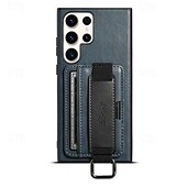 Недорогие Чехлы для Samsung-телефон Кейс для Назначение S24 S24 Ultra Plus S23 Ultra Plus S23 S22 S22 Плюс Ультра S25 Ультра Кейс на заднюю панель со стендом с ремешком на запястье Разъем для карты Ретро ТПУ ПК Кожа PU