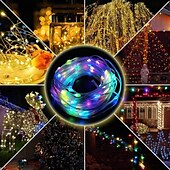 billige Soldrevet-solcelle LED lysstreng med fjernkontroll, 100/200/300 led vanntette fe lys til jul, bryllup, hage, fest  &amp; hageinnredning