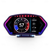 お買い得  ヘッドアップディスプレイ-p3 gps スピードメーター hud obd2 ヘッドアップディスプレイ オンボードコンピューター 車の電圧 rpm 水温 傾斜計 アラームゲージ付き