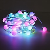 abordables Enchufe eléctrico-Luces de hadas LED inteligentes de 10 m, luces de cadena que cambian de color RGB y blanco cálido controladas por aplicación con sincronización de música y 20 escenas para decoración de Navidad, dormitorio, pared y manualidades