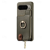 cheap Other Phone Case-Phone Case For Pixel 9 Pro Pixel 9 Pro XL Pixel 8 Pro Pixel 8 Pixel 7 Pixel 7 Pro Pixel 6 Pixel 6 Pro Back Cover with Stand Holder Ring Holder Zipper Retro TPU PU Leather