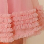 preiswerte Partykleider-kinderkleidung Mädchen Party Kleid Feste Farbe Blumen Ärmellos Hochzeit Besondere Anlässe Gitter bezaubernd Süß Polyester Knielang abendkleider Sommer Frühling Herbst 3-12 Jahre Rosa