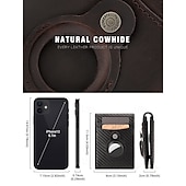 お買い得  ウォレット-男性用 ウォレット クレジットカードホルダーウォレット レザー 牛革 オフィス ショッピング カジュアル／普段着 複数のポケット 大容量 耐久 RFIDブロッキング 純色 ダークブラウン ブラック 褐色
