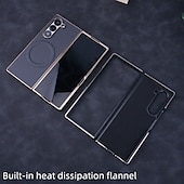 お買い得  サムスン用ケース-電話 ケース 用途 Zフォールド6 Z Fold 5 Z Fold 4 Z Fold 3 バックカバー スタンド付き 磁石バックル ワイヤレス充電をサポート レトロ風 カーボンファイバー 仕上げ