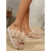 economico Ciabatte e infradito da donna-Per donna Pantofole Pantofole fuzzy Pantofole da interno Ciabatte calde Interni Giornaliero In pile Piatto Punta tonda Felpato Informale minimalismo Pelliccia sintetica Mocassino Colorato Nero Bianco