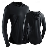 baratos camisetas e regatas femininas para corrida-Mulheres Camiseta de Corrida Manga Longa Camiseta Casual Roupa Esportiva Outono Respirável Secagem Rápida Treino de Ginástica Corrida Caminhada Roupa de esporte Roupas Esportivas Cor Sólida Preto
