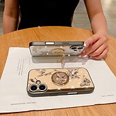 cheap iPhone Cases-Phone Case For iPhone 16 Pro Max Plus iPhone 15 Pro Max Plus iPhone 14 13 12 11 Pro Max Plus iPhone 14 Pro Max iPhone 13 12 11 Pro Max Back Cover with Stand Holder with Wrist Strap Shockproof Retro