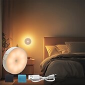 economico Luci del disco-Luce notturna con sensore di movimento a 8 LED, luce per mobiletto delle scale ricaricabile tramite USB, accensione/spegnimento automatico, ideale per cucina, camera da letto, armadio, scale e corridoio
