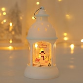 billiga Julbelysning-jul retro slott led levande ljus, batteridriven tomte  &amp; snögubbe lykta festlig inredning för jul, nyår  &amp; träd prydnad