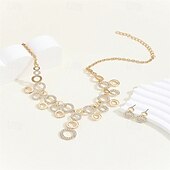 cheap Jewelry Sets-Bridal Jewelry Sets Two-piece Suit Zircon Rhinestone 1 Necklace Earrings Women&#039;s Elegant Vintage Personalized Cute Geometrical Precious Blessed Round Jewelry Set For Wedding Party Party Evening