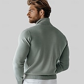 billiga Herrarnas Elite Tröjor &amp; Koftor-Herr Polotröja Sticka Ensfärgat Polokrage Stickat Elegant Jul Utomhus Kläder Höst Vinter Svart Vit S M L