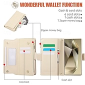 cheap Samsung Cases-Phone Case For S24 S24 Ultra Plus S23 S22 S21 S20 Ultra Plus FE Wallet Case with Stand Holder Magnetic with Lanyard Retro TPU PU Leather