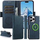 Недорогие Чехлы для iPhone-телефон Кейс для Назначение iPhone 16 Про Макс Плюс Айфон 15 Про Макс Плюс iPhone 14 13 12 Pro Max Plus Кейс на заднюю панель со стендом Магнитный Поддержка беспроводной зарядки Ретро ТПУ Кожа PU
