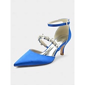 preiswerte Formell-Schwarze Satin-Pumps mit Strassverzierung für Damen – Fesselriemchen, spitze Zehenpartie, elegante Abend- und Hochzeitsschuhe