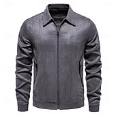 abordables Manteaux &amp; vestes-Homme Veste décontractée Veste en faux suède Veste en daim marron Casual Quotidien Coupe-vent Le style rétro Automne hiver Couleur unie / unie Décontractées Revers Normal Noir Marron Vert Grise Veste