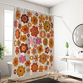baratos Cortinas de Banho-Cortina de Chuveiro com 12 Ganchos 180cm*180cm(70&quot;*70&quot;) Poliéster Lavável Impermeável Padrão de Decoração de Banheiro para Banheira com Flores Peônia Vintage