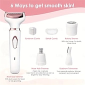 economico Rasatura e depilazione-Rasoio elettrico senza fili 4 in 1, set di rifinitura portatile ricaricabile, rasoio indolore per tutto il corpo, set di rasatura per sopracciglia, naso, viso, bikini, gambe e ascelle