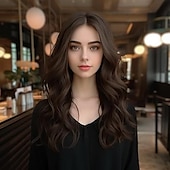 economico Parrucche trendy sintetiche-parrucca sintetica riccia parrucca frontale a onde profonde parrucche per donne nere donne bianche